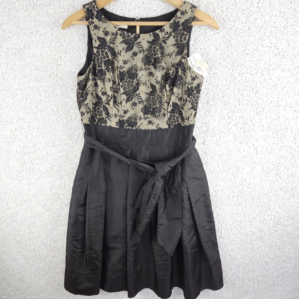 Evan-Picone NWT Black Floral Lace Sleeveless Cocktail Dress Sz 10 Vampy Dark